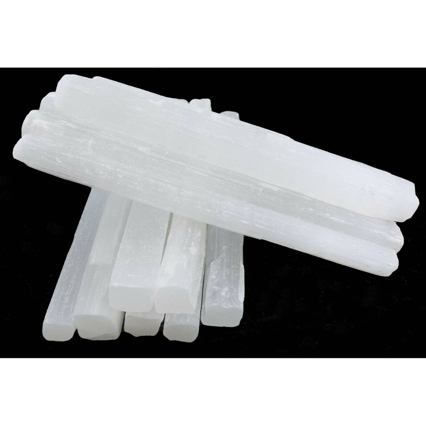 moroccan selenite crystal wand striated gypsum 6 inch