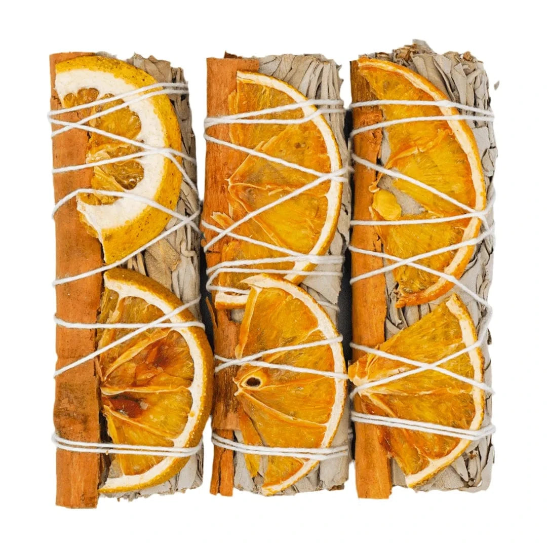 Faiza Naturals White Sage, Orange, & Cinnamon Smudge Stick β Premium Hand-Tied Cleansing Bundle πΏπβ¨