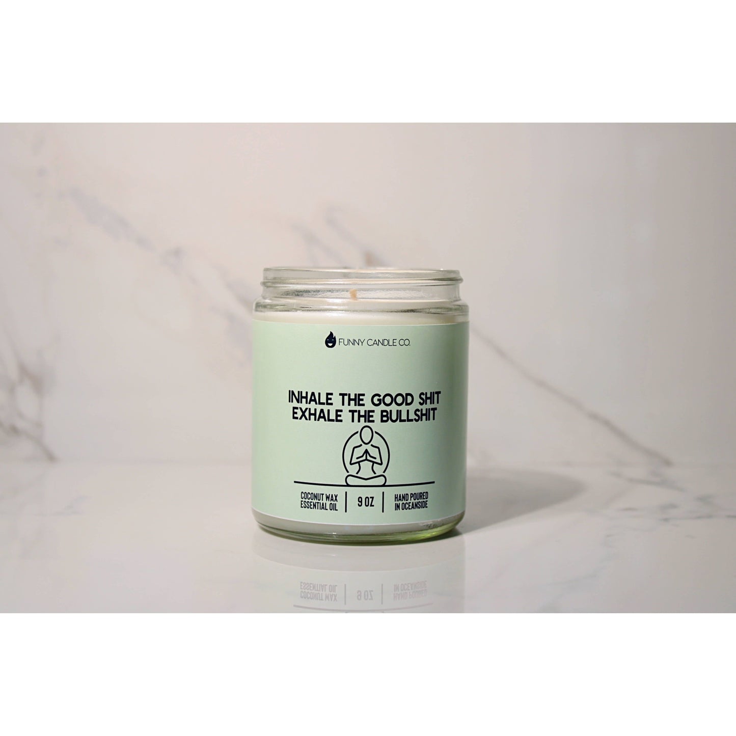 Funny Flames Candle Co - Les Creme 9 oz Inhale The Good Sh*t, Exhale The Bullsh*t (green)