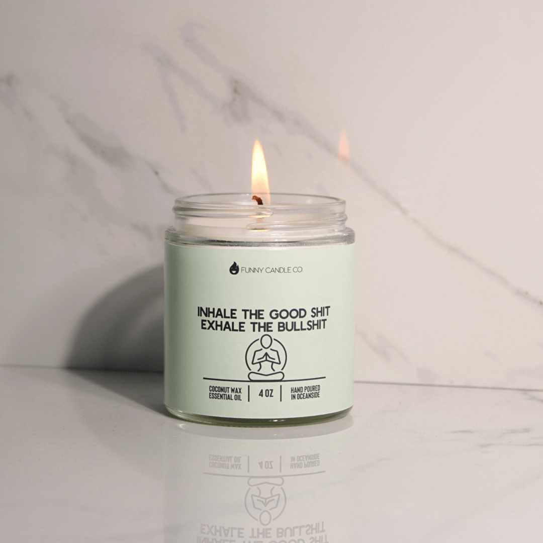 Funny Flames Candle Co - Les Creme 9 oz Inhale The Good Sh*t, Exhale The Bullsh*t (green)