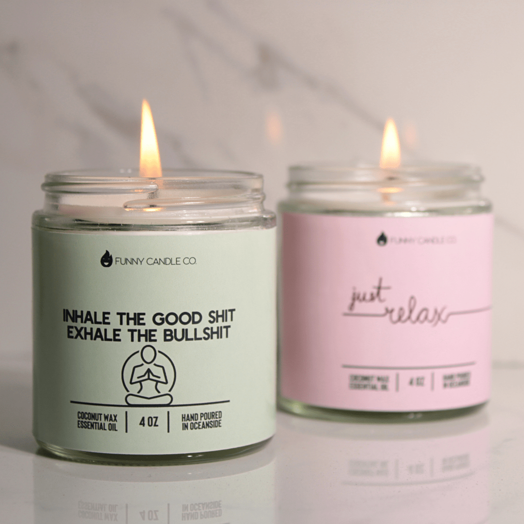 Funny Flames Candle Co - Les Creme 9 oz Inhale The Good Sh*t, Exhale The Bullsh*t (green)