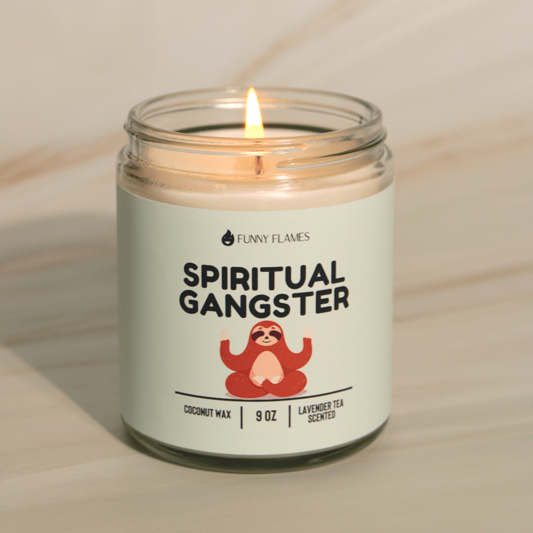 Funny Flames Candle Co - Les Creme Spiritual Gangster - Funny Candle Co, Lavender Tea Scented