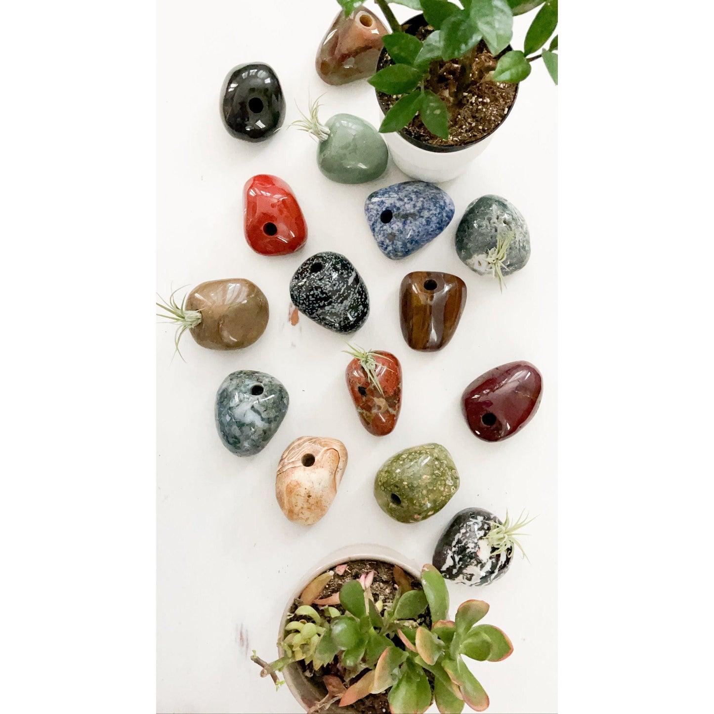 Melan Threads Blue spot Jasper Stone Pen and air plant holder