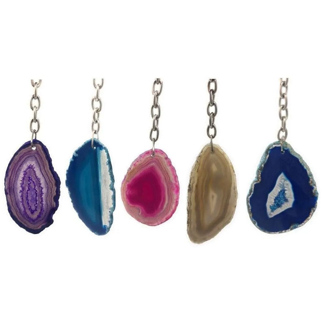 Melan Threads Keychains Multicolor Agate Keychain Friendship Pack | Natural Agate Keychains | Perfect Gift