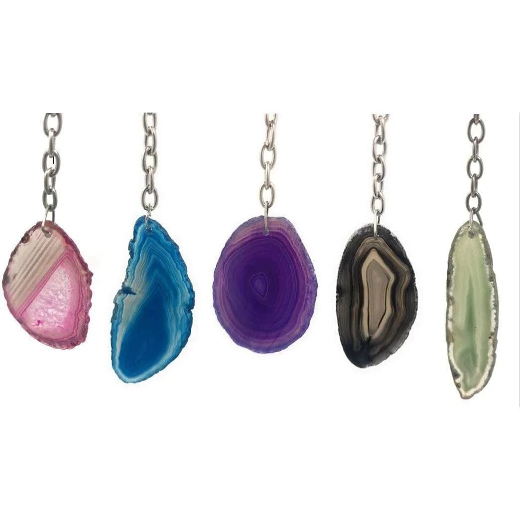 Melan Threads Keychains Multicolor Agate Keychain Friendship Pack | Natural Agate Keychains | Perfect Gift