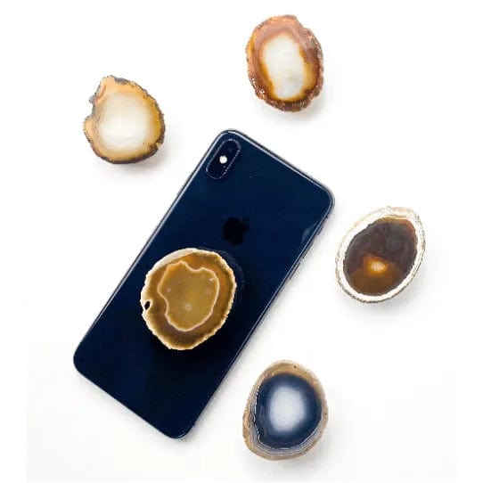 Melan Threads Natural Warm Tone Agate Crystal Phone Stand (Natural Gemstone)