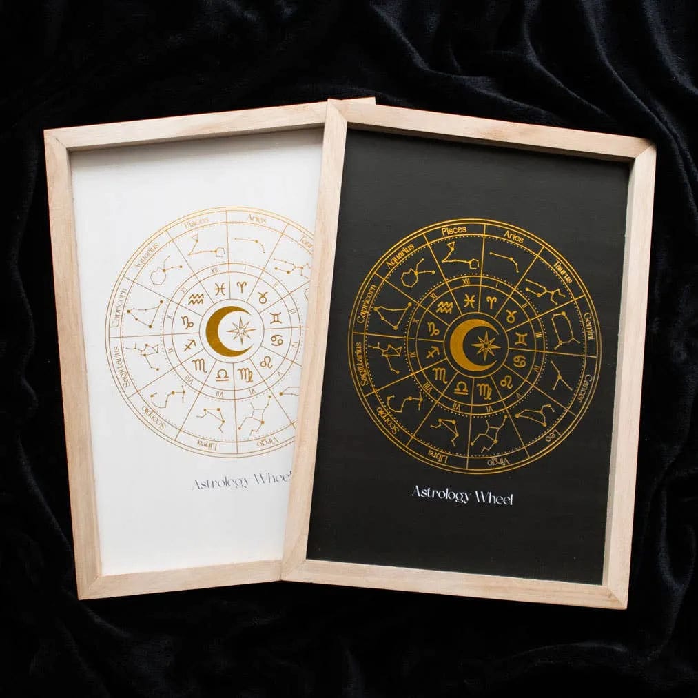 Something Different Wholesale Off White Astrology Wheel Framed Zodiac Wall Art Print