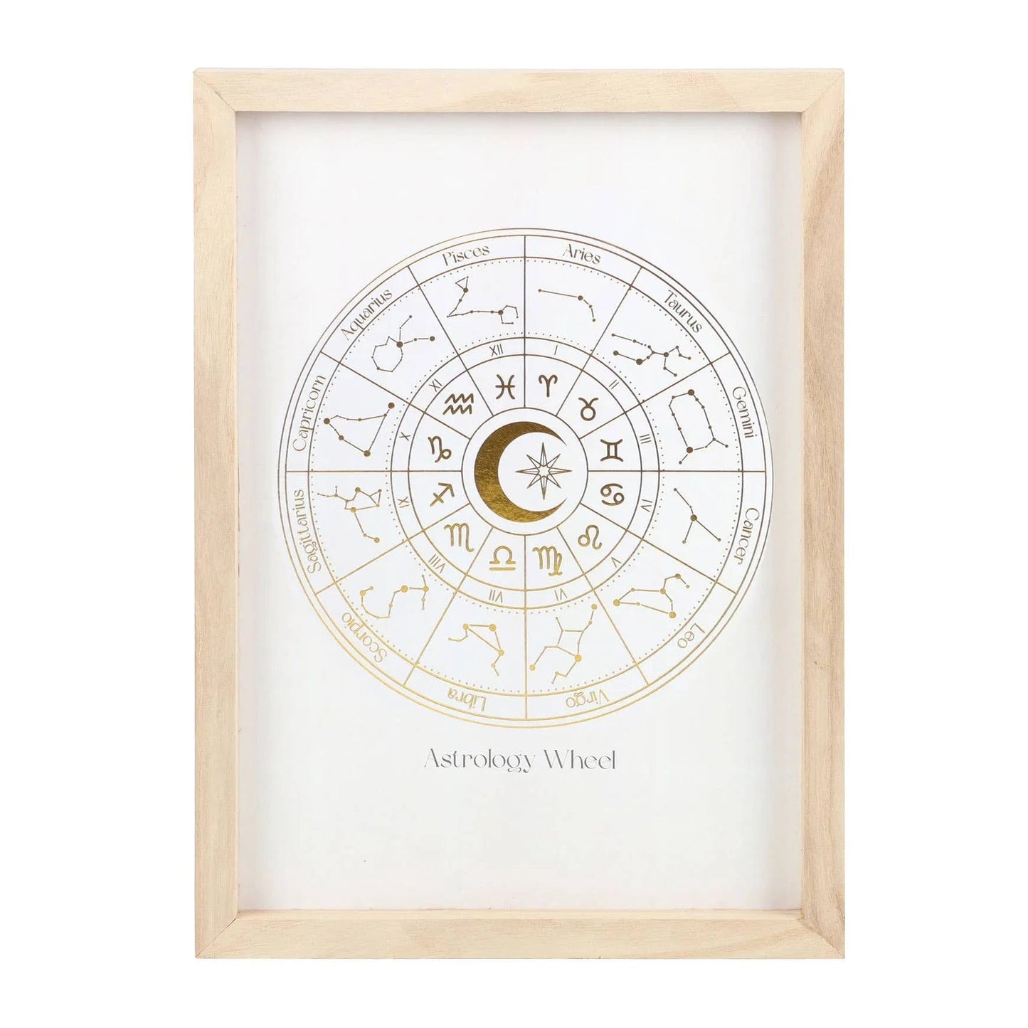 Something Different Wholesale Off White Astrology Wheel Framed Zodiac Wall Art Print