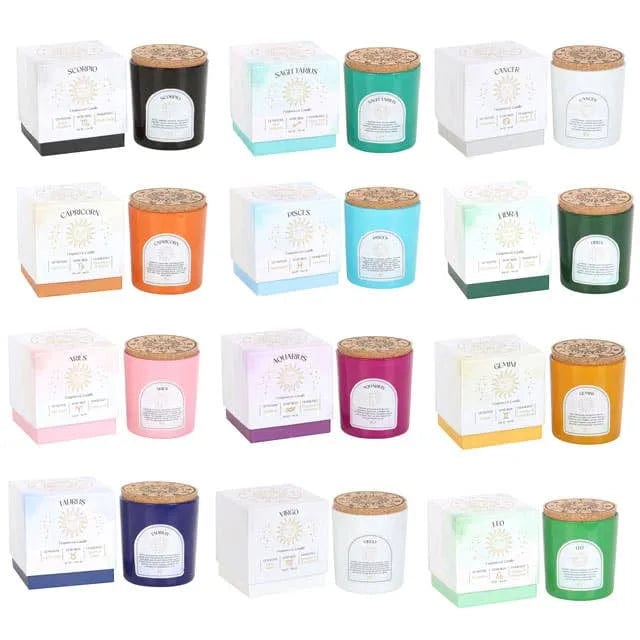 Something Different Wholesale Set of 12 Zodiac Gemstone Crystal Candles