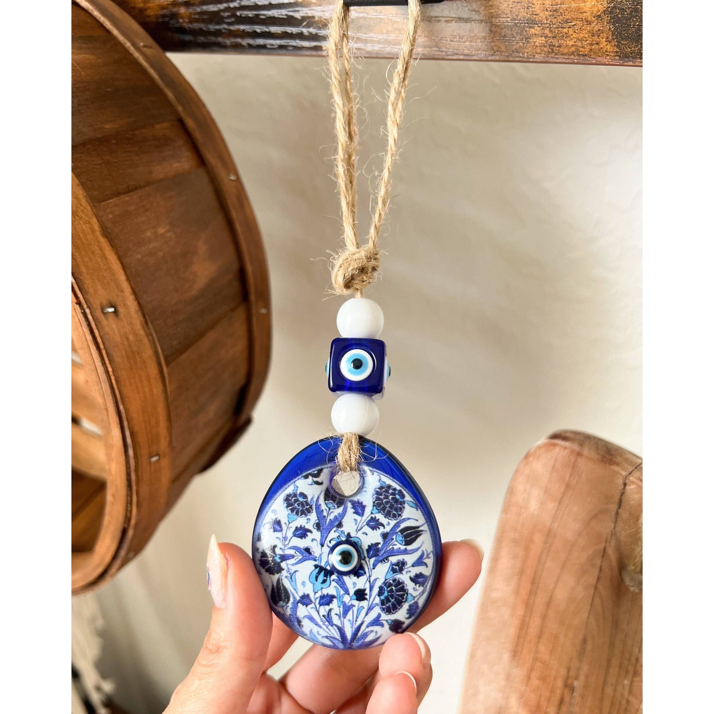 Umays Boho Glass Evil Eye Wall Decor, Evil Eye Wall Hanging
