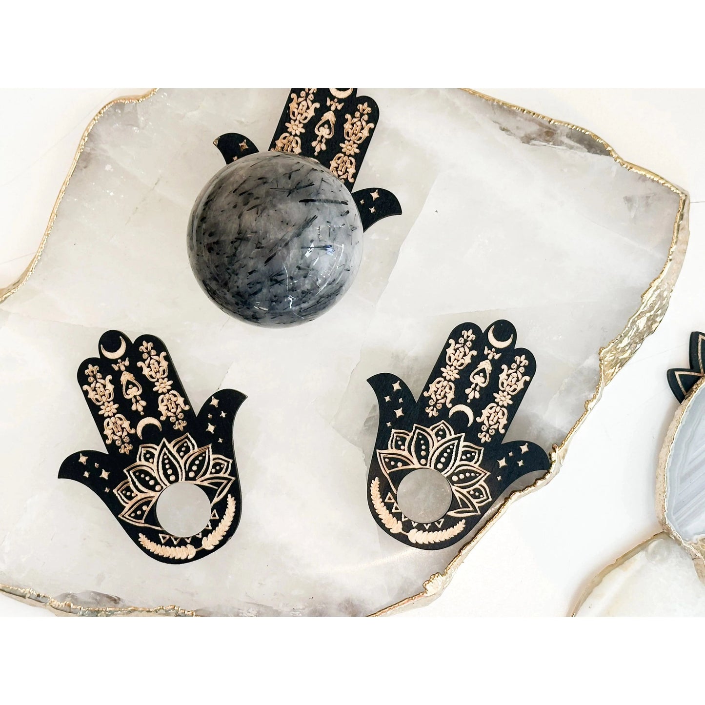 Unearthed Vibes  Wood Sphere Stand | Crystal Ball & Gemstone Display Holder