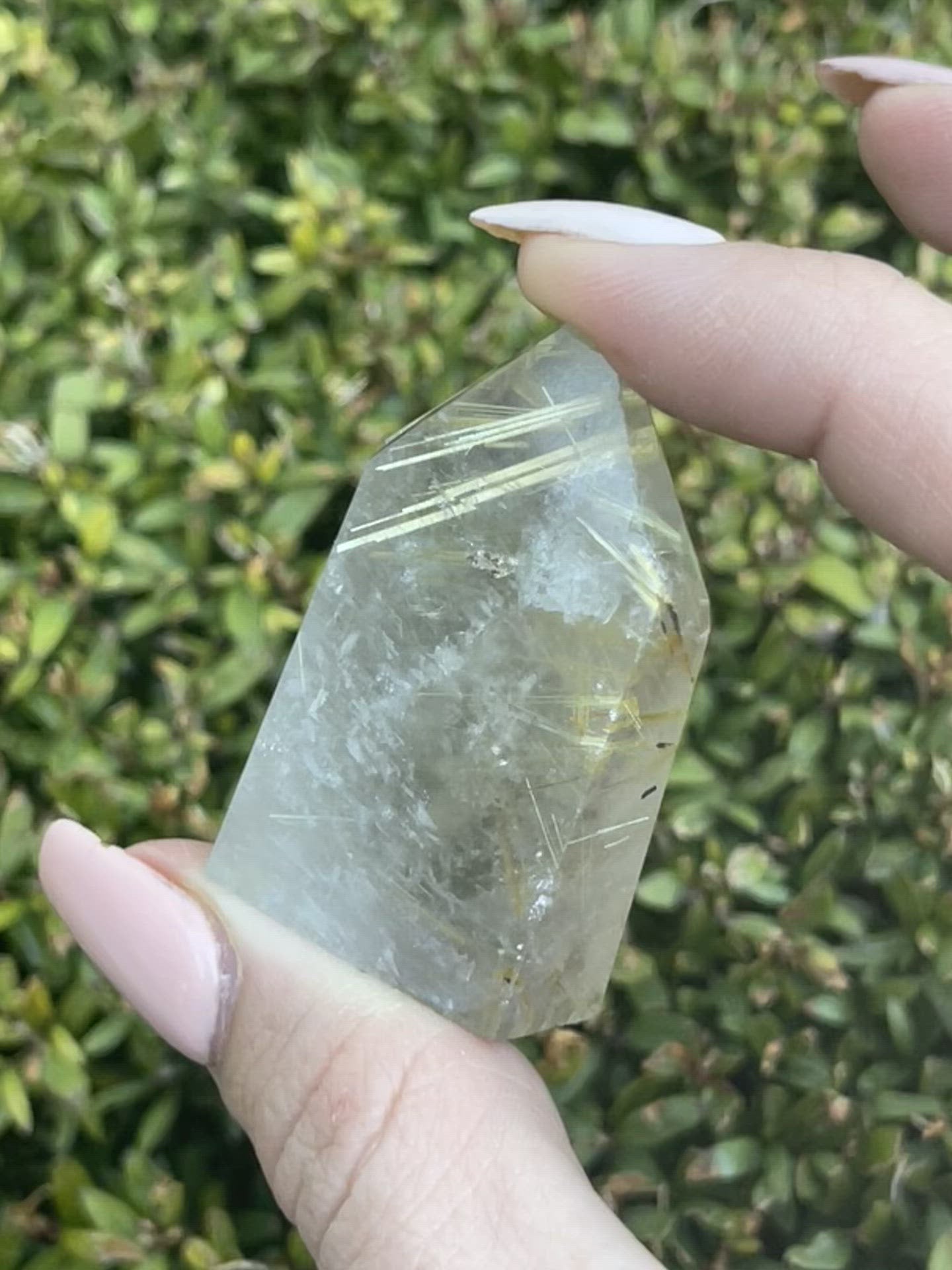 Polished Gold Rutilated Quartz Tower – Manifestation, Clarity & Energy Amplification