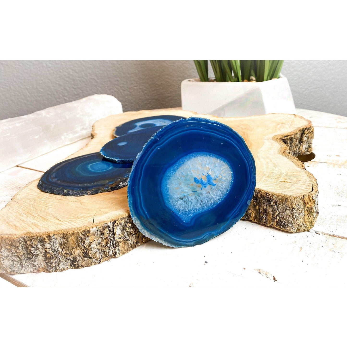 ETSY 8504 Coaster Teal Tone Agate Slice Coasters | Agate Drink & Barware | Home Decor