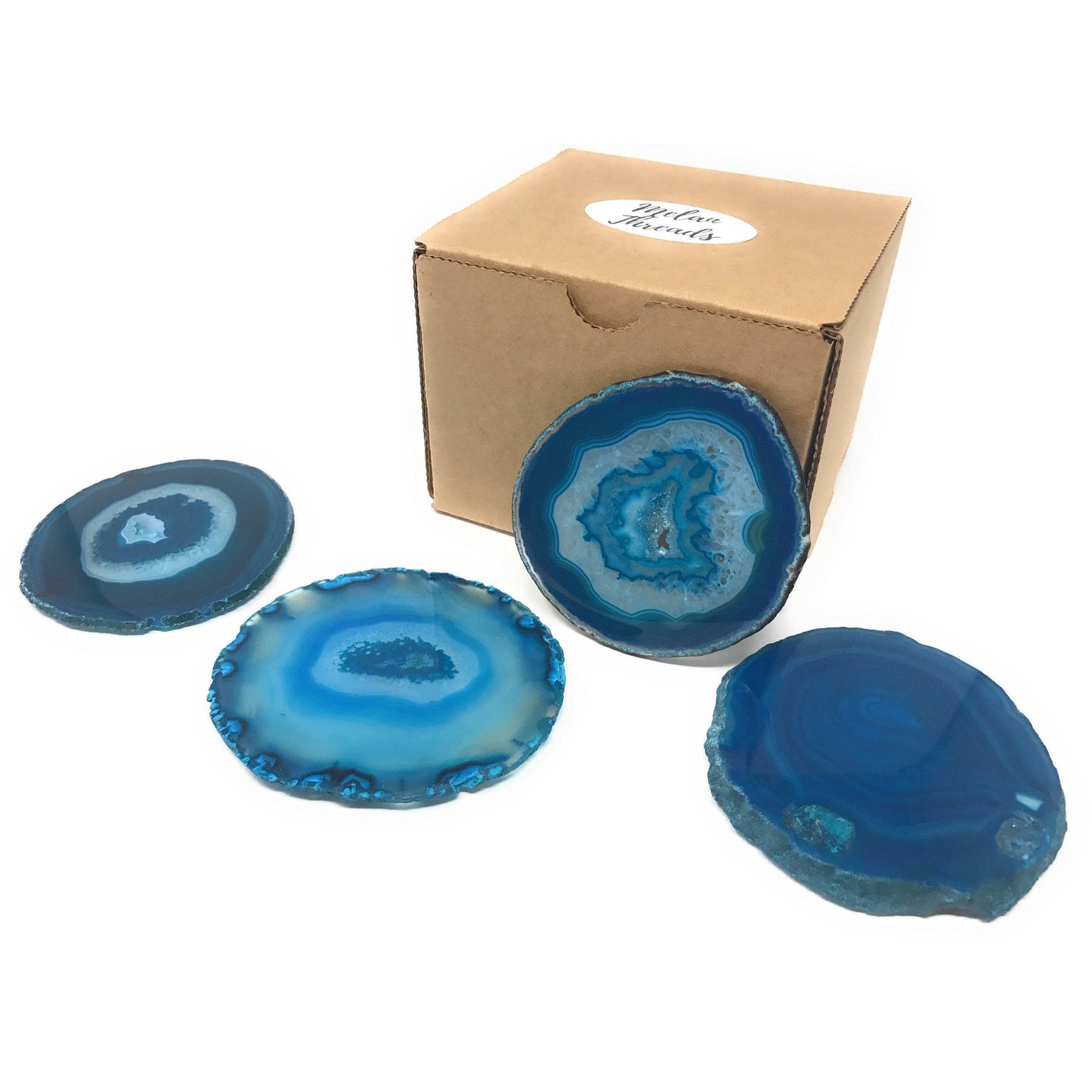 ETSY 8504 Coaster Teal Tone Agate Slice Coasters | Agate Drink & Barware | Home Decor