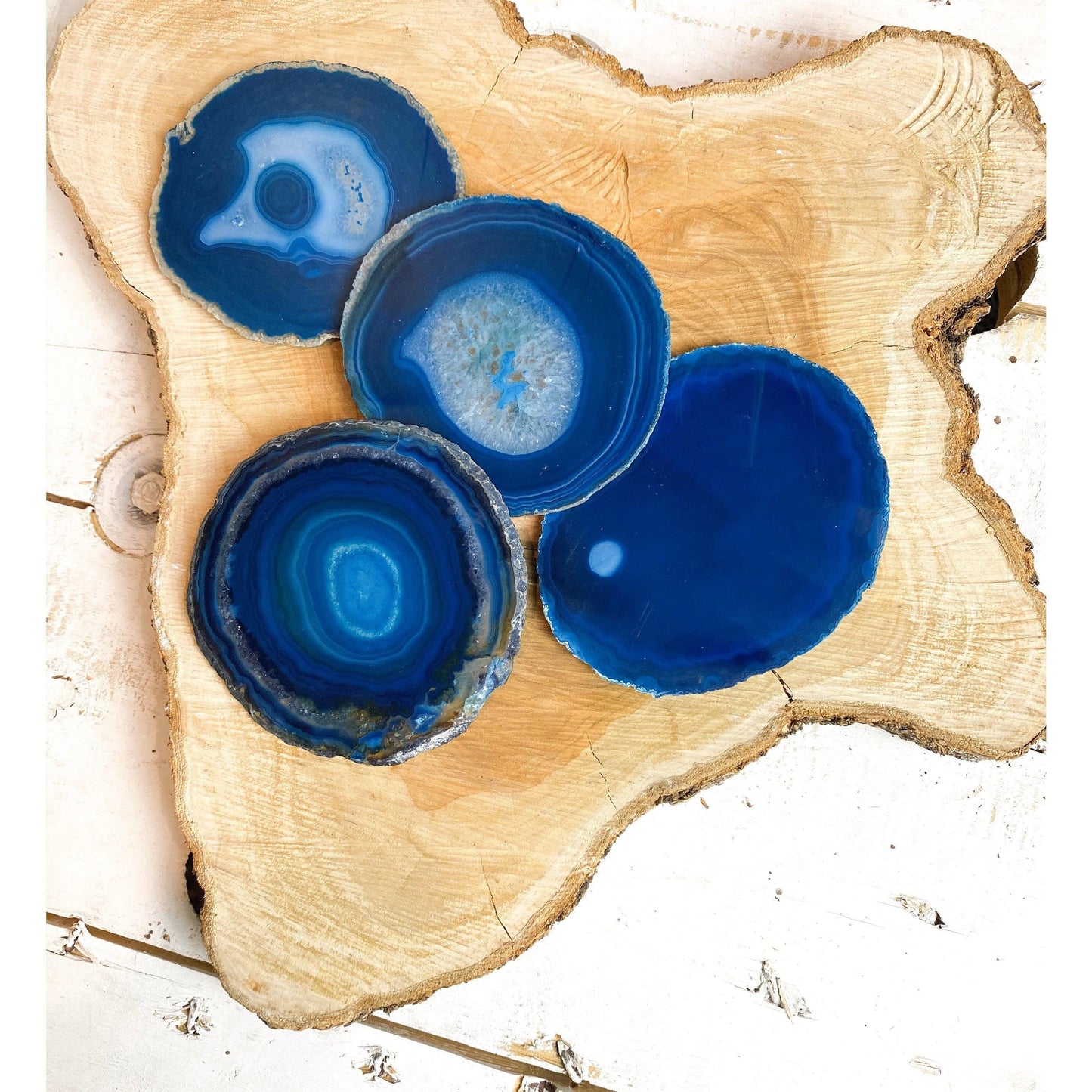 ETSY 8504 Coaster Teal Tone Agate Slice Coasters | Agate Drink & Barware | Home Decor