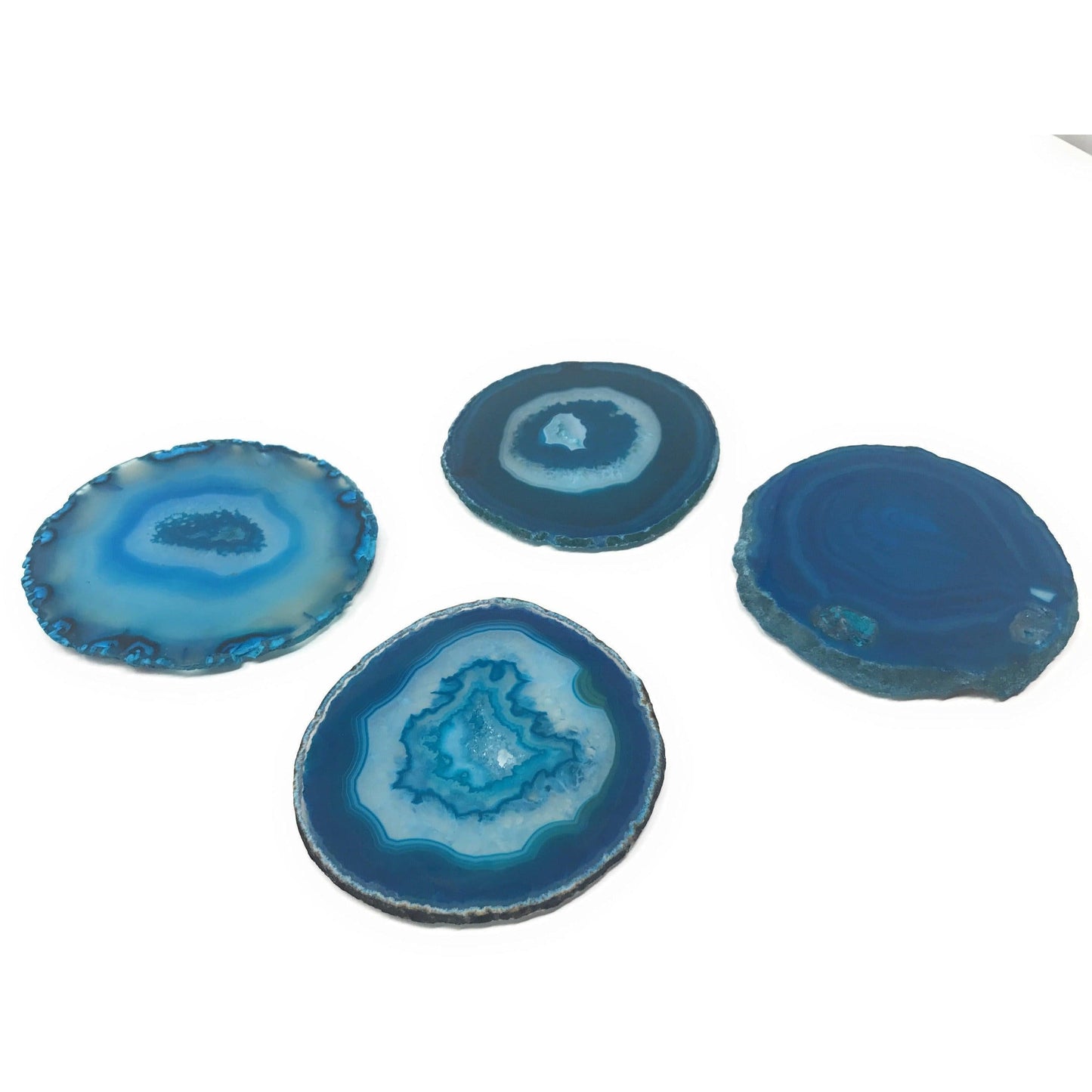 ETSY 8504 Coaster Teal Tone Agate Slice Coasters | Agate Drink & Barware | Home Decor