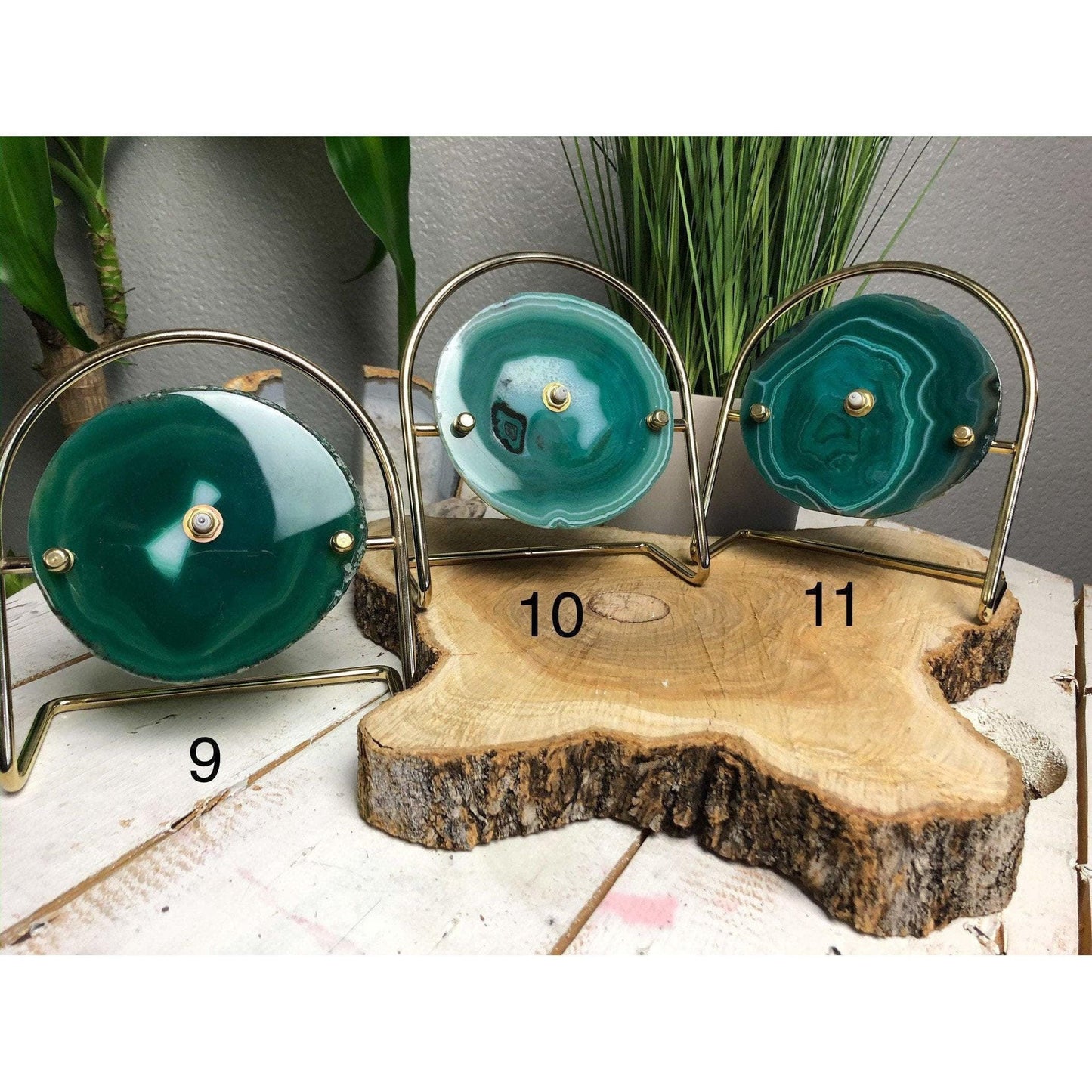 ETSY 8504 Colored Agate Clock with Gold Clock Hands Mounted on a Gold Stand | Agate Clock | Great Gift