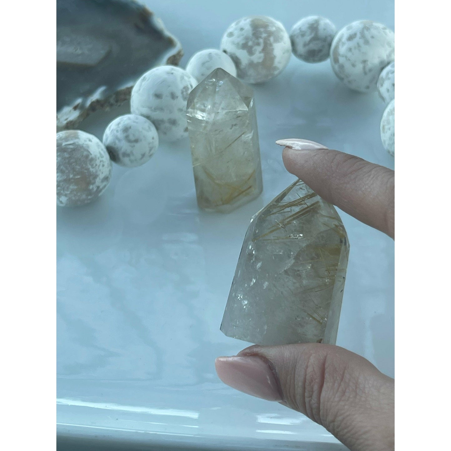 ETSY 8504 Gold Rutile tower Gold Rutile Quartz Tower