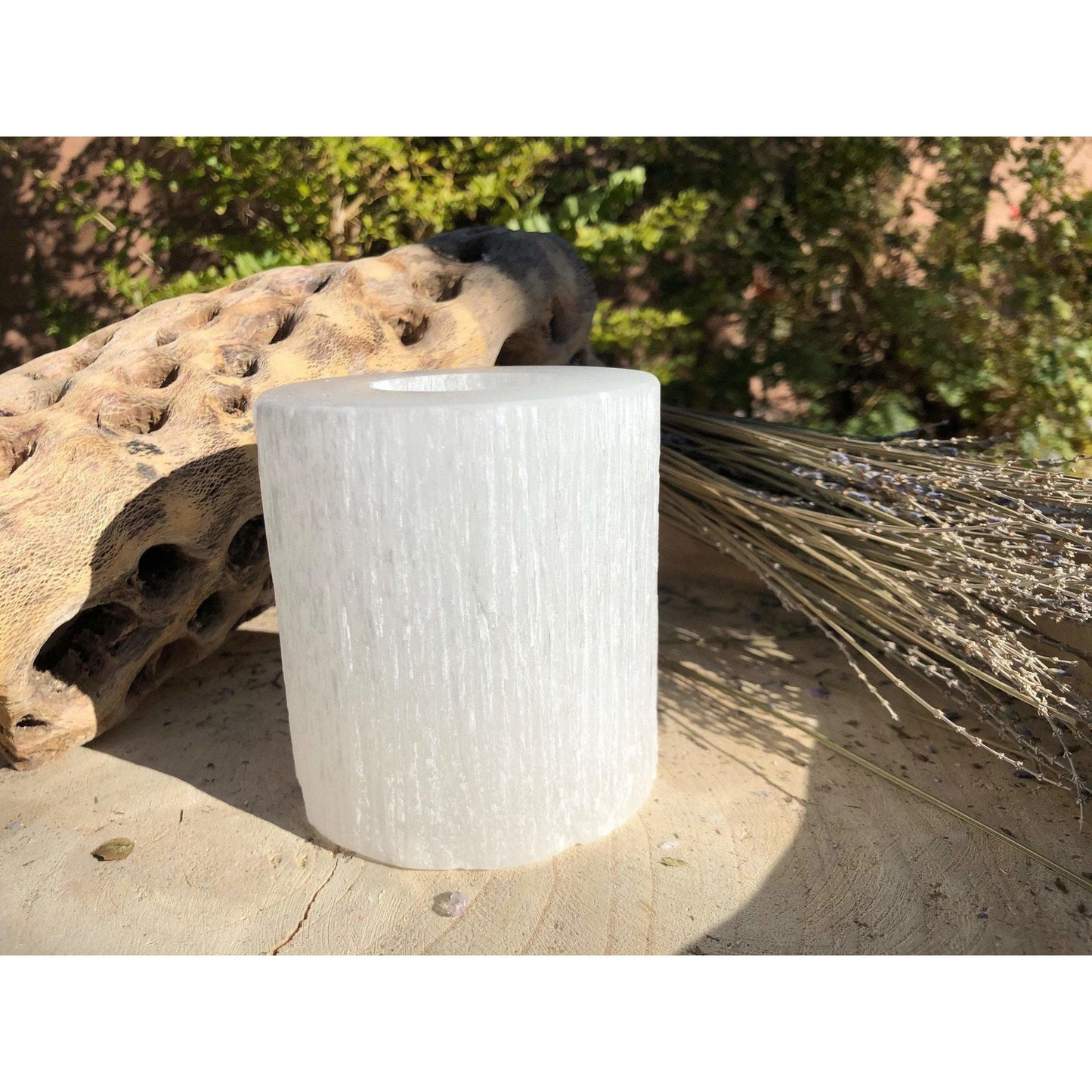 ETSY 8504 White Selenite Crystal Flat Candle Holder | Home Decor | Great Gift