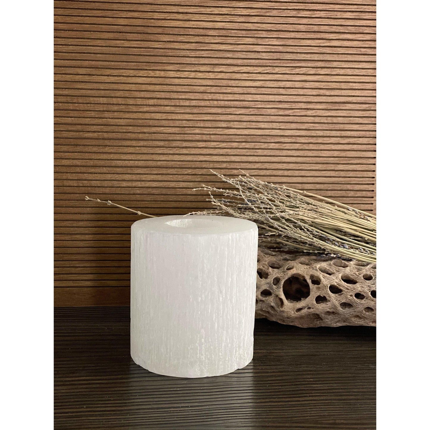 ETSY 8504 White Selenite Crystal Flat Candle Holder | Home Decor | Great Gift