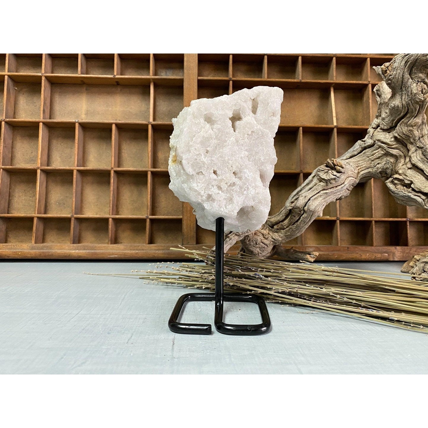 i_did Raw (Cluster) Clear Quartz on a metal stand 1 lb 15 oz | Quartz Cluster in a stand | Clear Quartz | Great gift