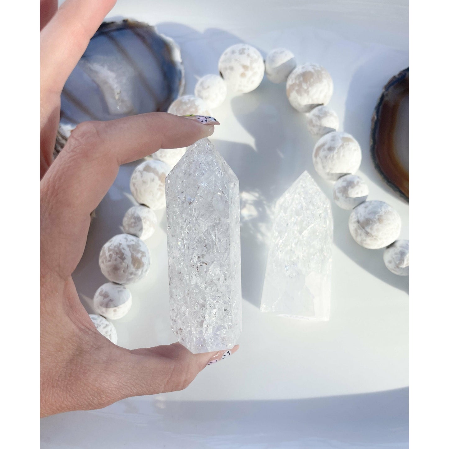 Melan Threads Crackle Quartz Tower