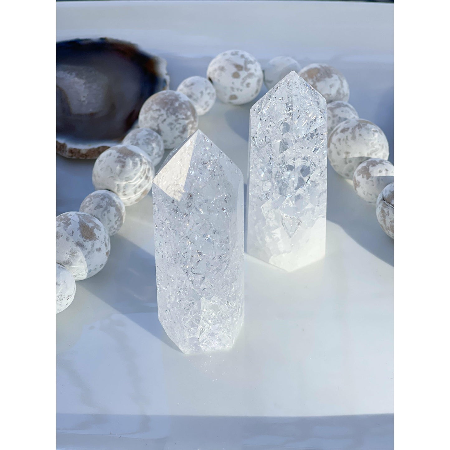Melan Threads Crackle Quartz Tower