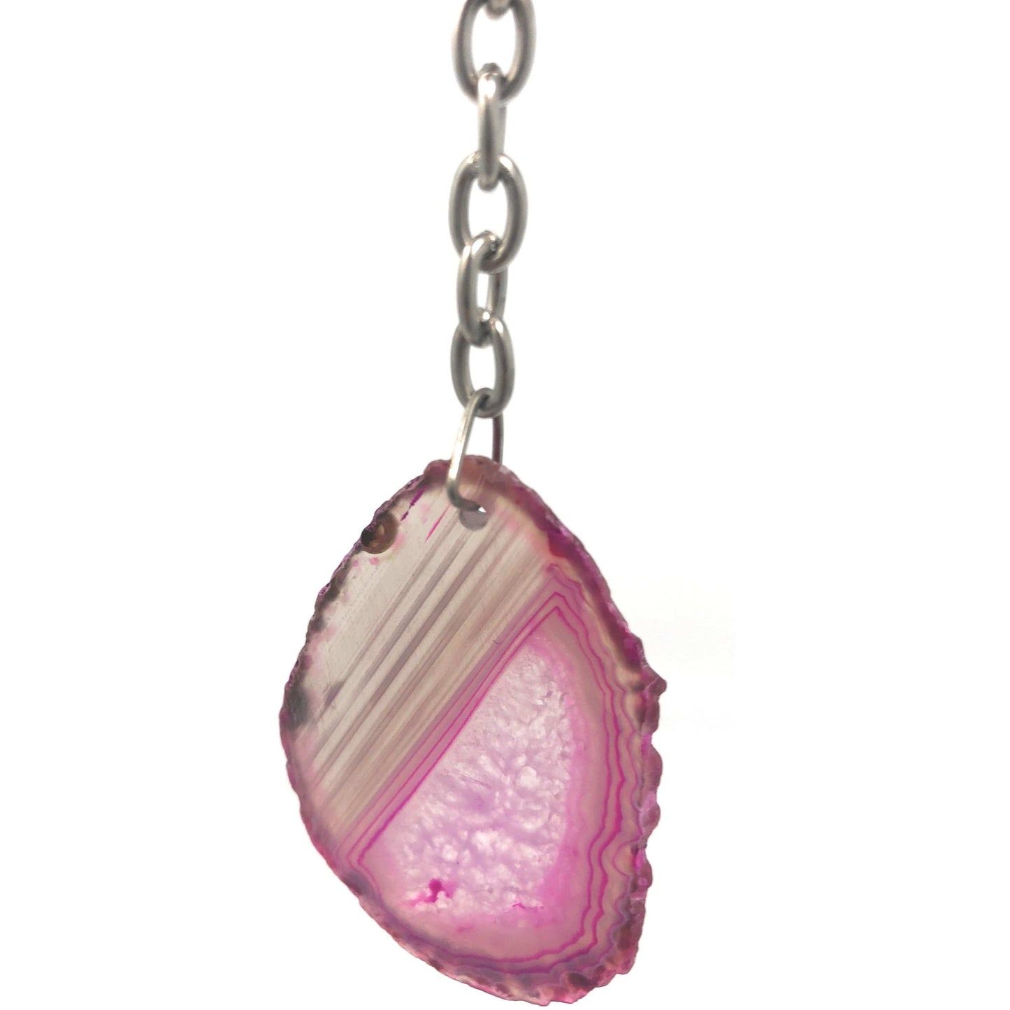Melan Threads Key chains Pink Agate Slice Keychain | Natural Agate Keychain | Great Gift