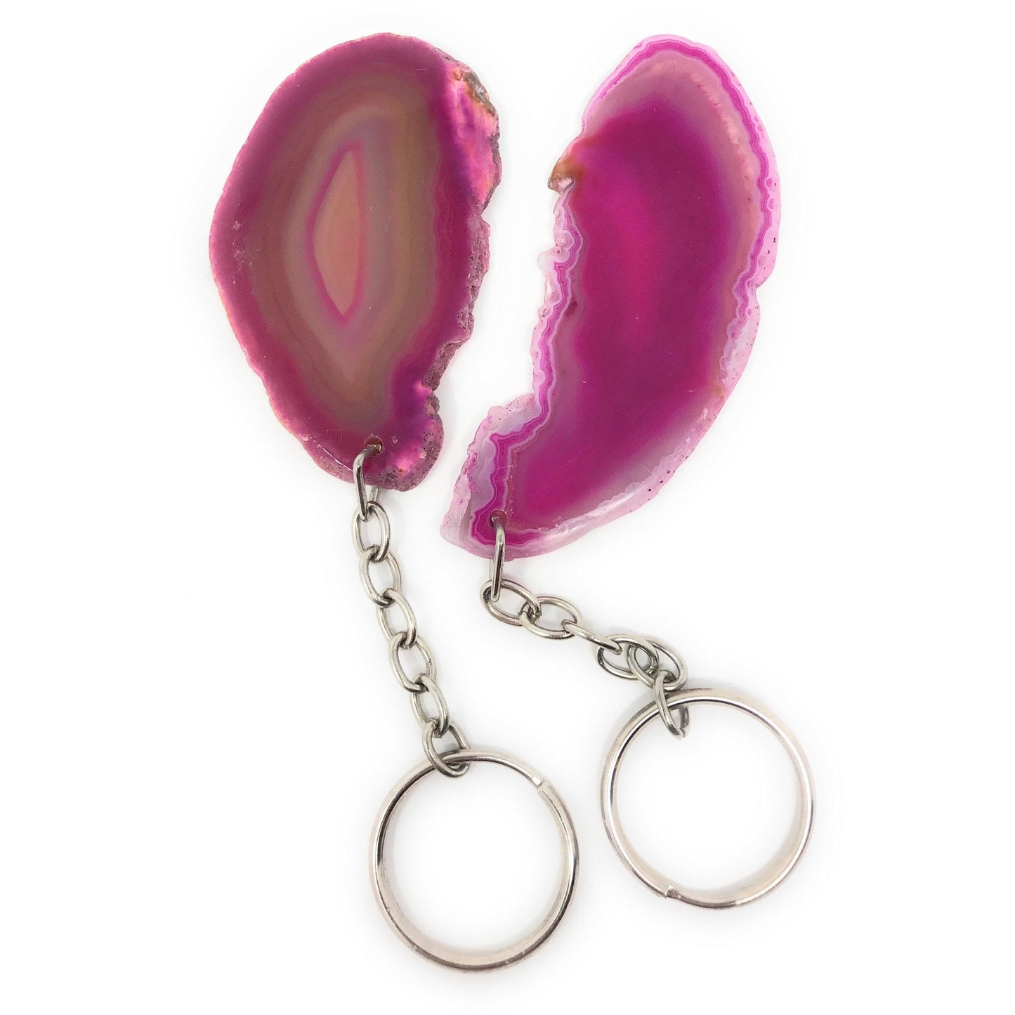 Melan Threads Key chains Pink Agate Slice Keychain | Natural Agate Keychain | Great Gift