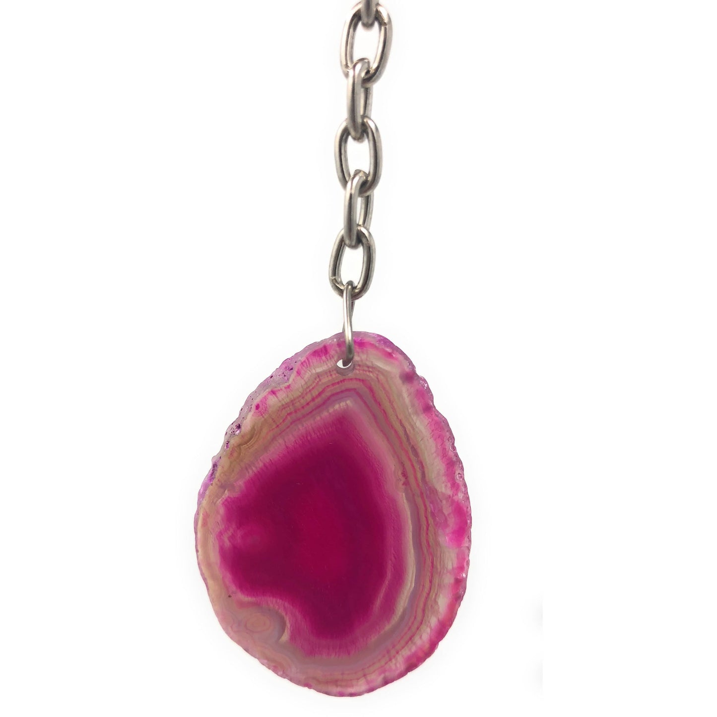 Melan Threads Key chains Pink Agate Slice Keychain | Natural Agate Keychain | Great Gift