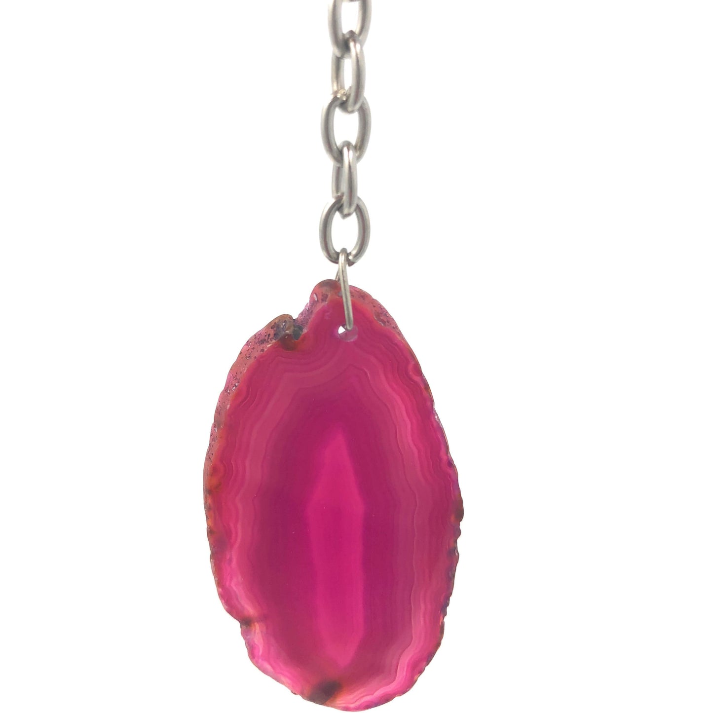 Melan Threads Key chains Pink Agate Slice Keychain | Natural Agate Keychain | Great Gift