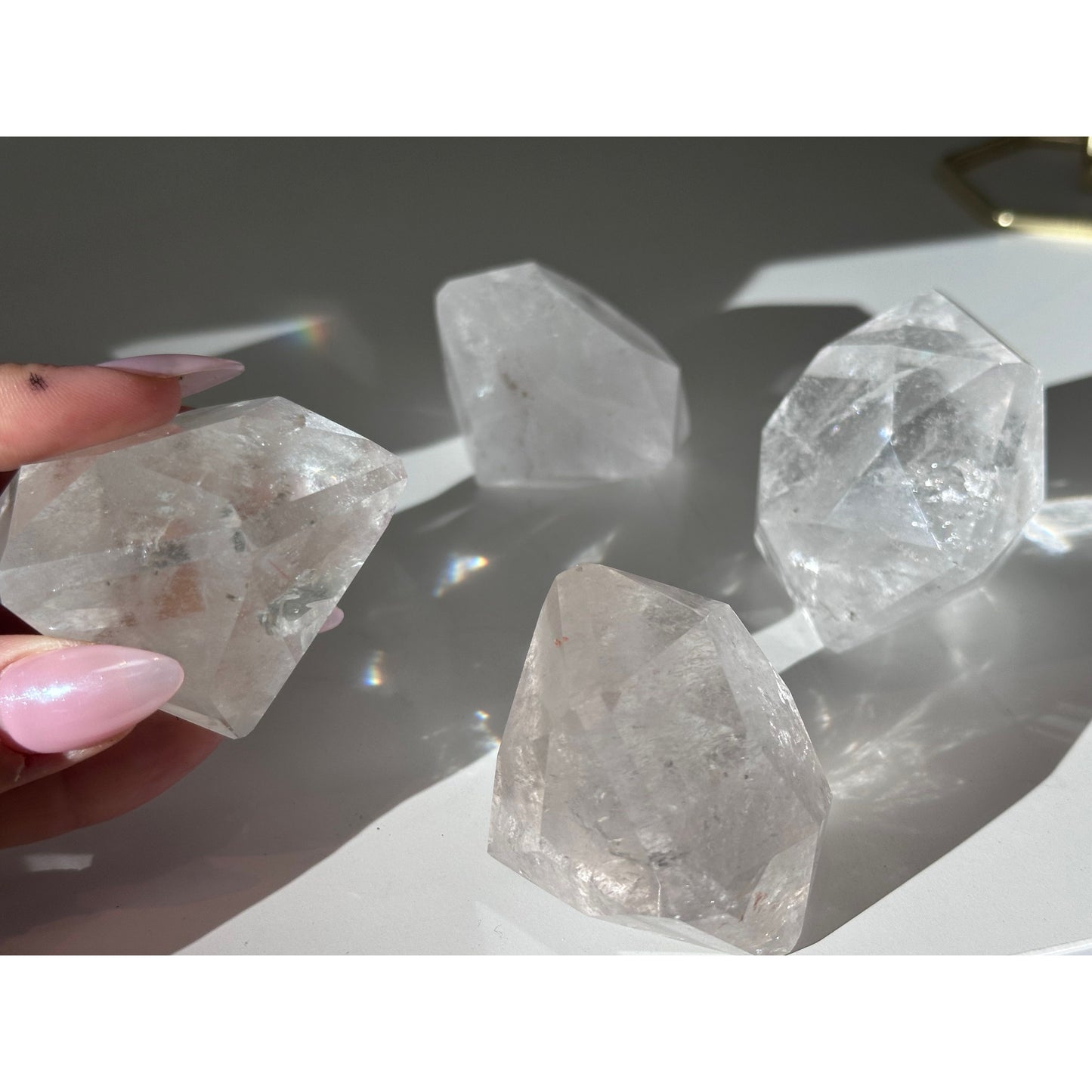 Clear Quartz Diamond Shape Polished Crystal Energy Amplifier, view 2 - Unearthed Vibes