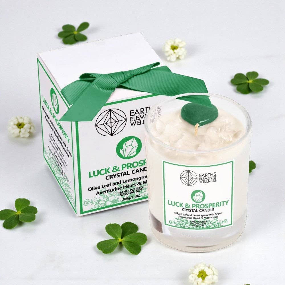 Crystal Candle, Luck & Prosperity - Unearthed Vibes