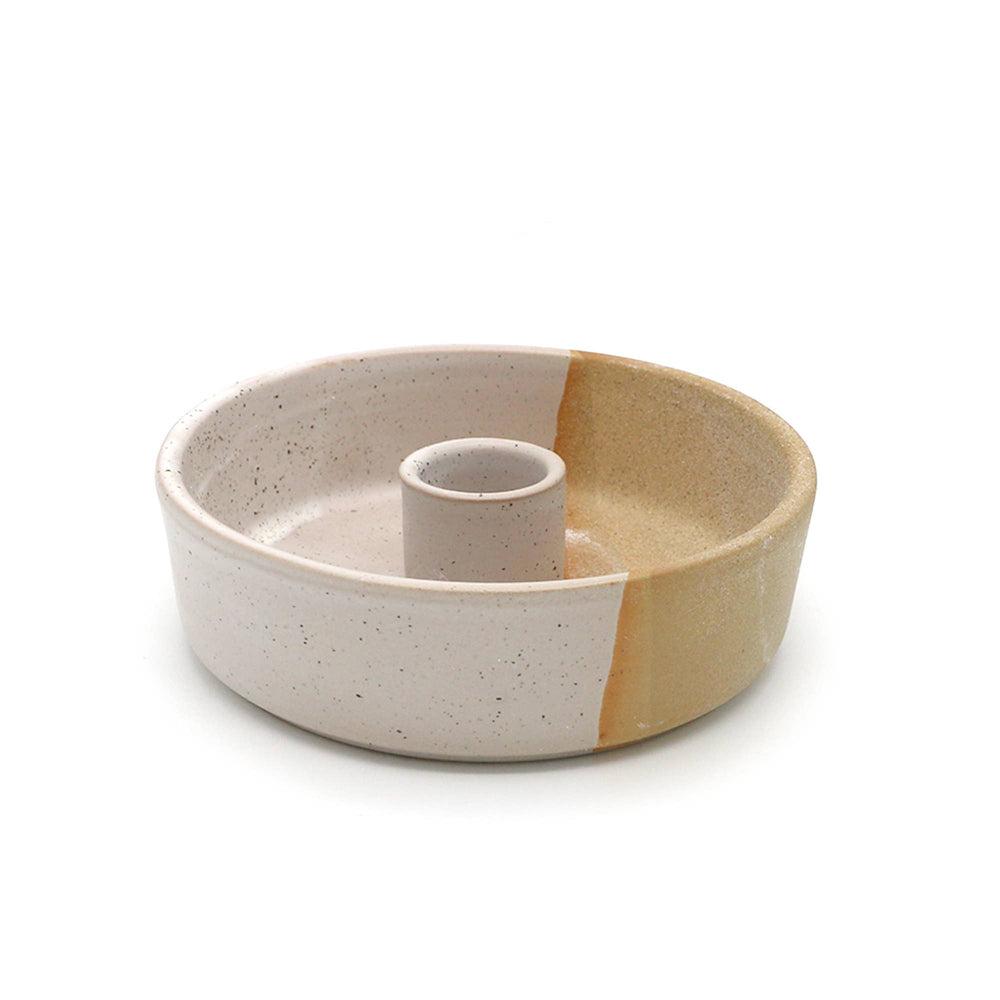 palo santo holder with ash catching dish beige 4 in