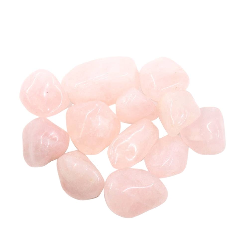 Natural rose quartz tumbled stone, soft pink polished crystal for love and emotional healing