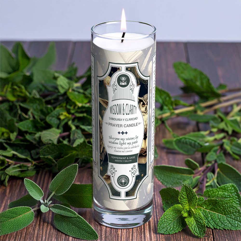 Wisdom And Clarity Prayer Candle 8" (9.5 oz) - Unearthed Vibes