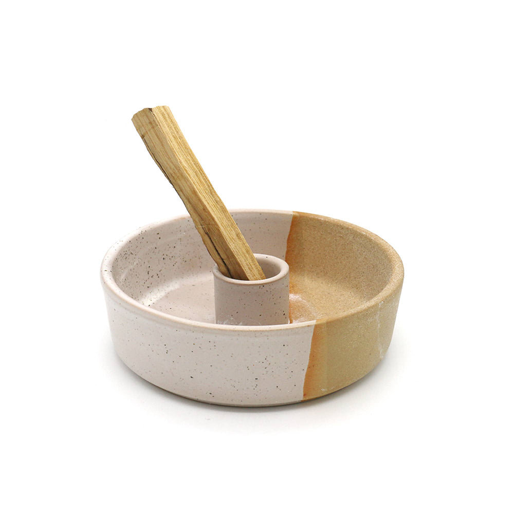 ceramic palo santo burner beige 4 inch upright holder
