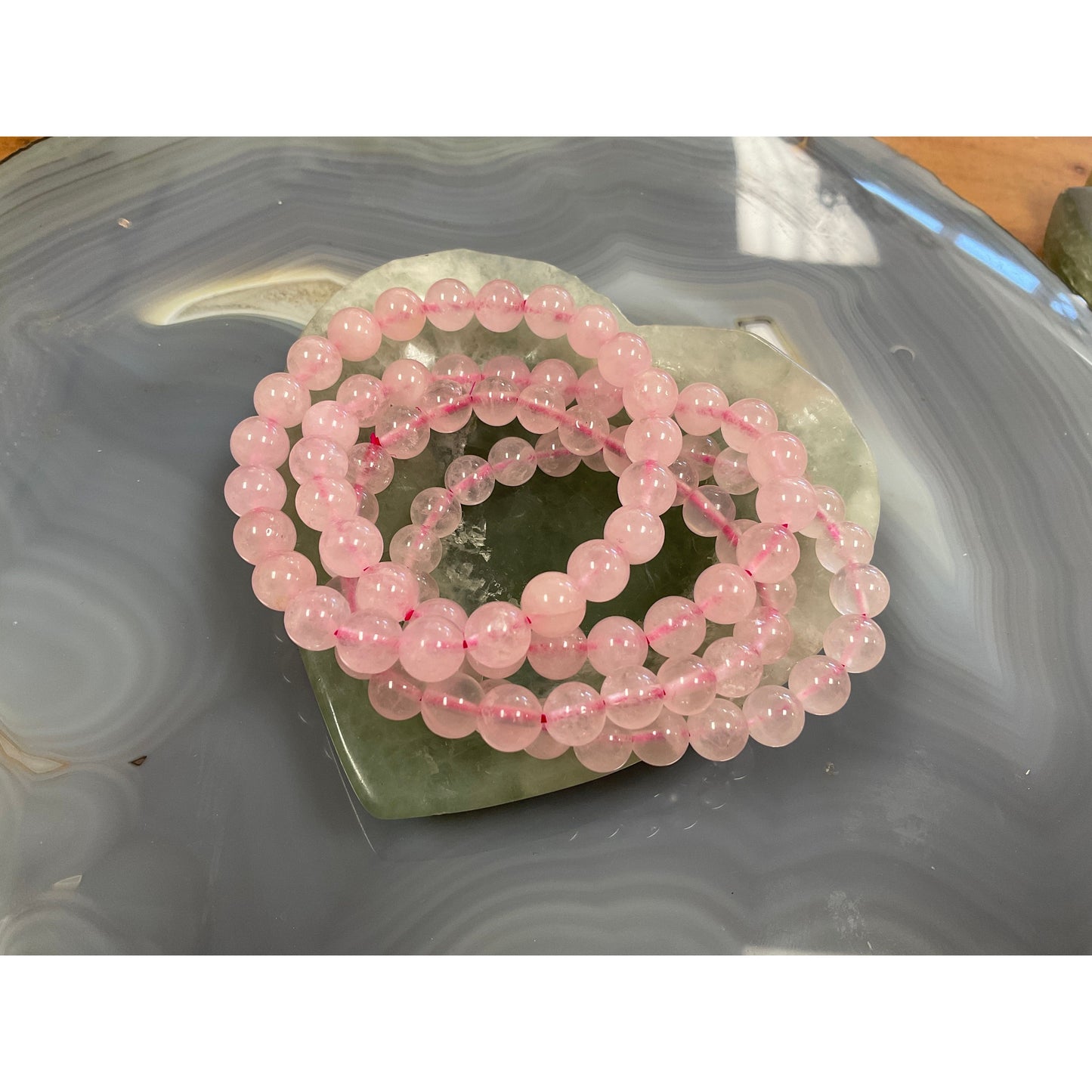 Rose quartz 8mm stretch bracelet, soft pink natural crystal beads for love and heart healing