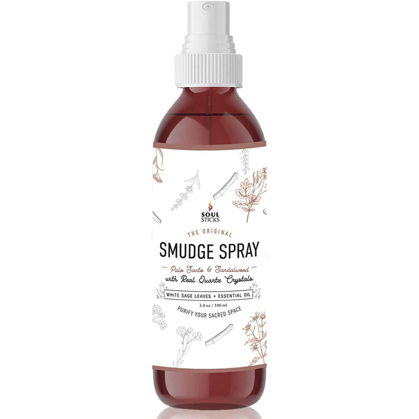 palo santo and sandalwood smudge spray 3.5 oz soul sticks quartz infused