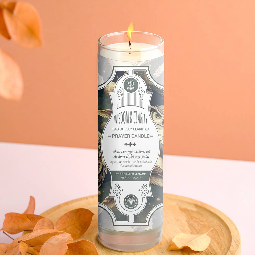 Wisdom And Clarity Prayer Candle 8" (9.5 oz), view 2 - Unearthed Vibes