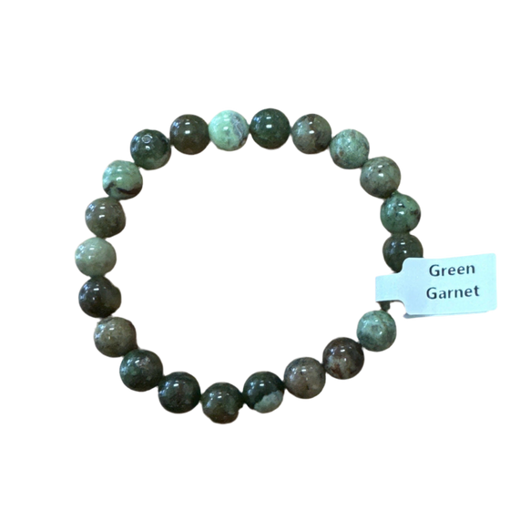 Polished Green Garnet Bracelet - Elegant Healing Stone | Perfect Gift for Love and Wellness