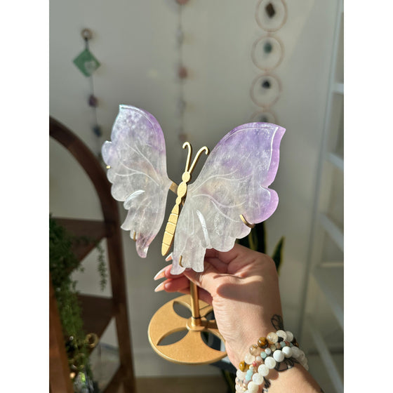 Elegant Amethyst Wings on a Stand for home décor and meditation.