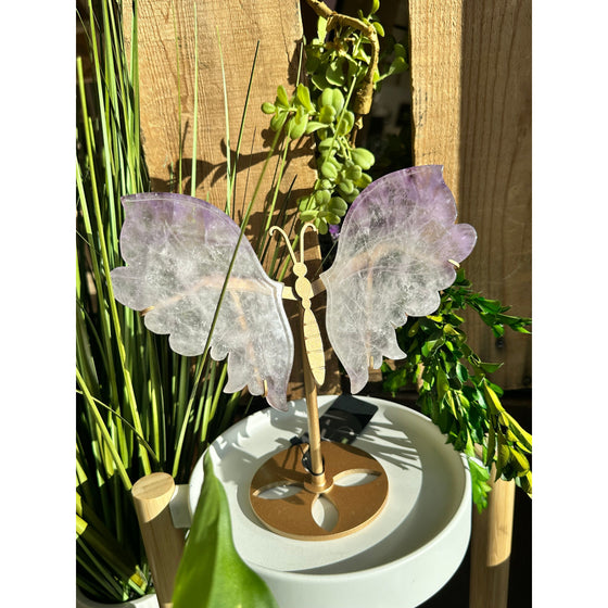 Elegant Amethyst Wings on a Stand for home décor and meditation.