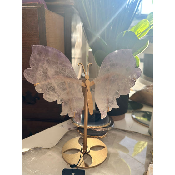 Elegant Amethyst Wings on a Stand for home décor and meditation.