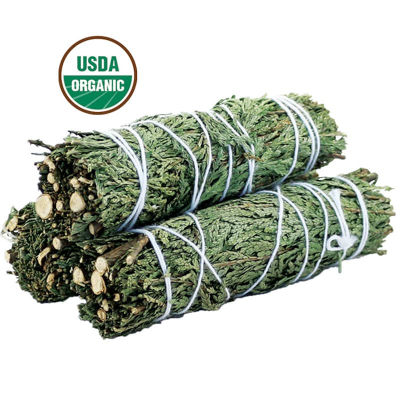 cedar and white sage smudge stick 4 inch hand wrapped