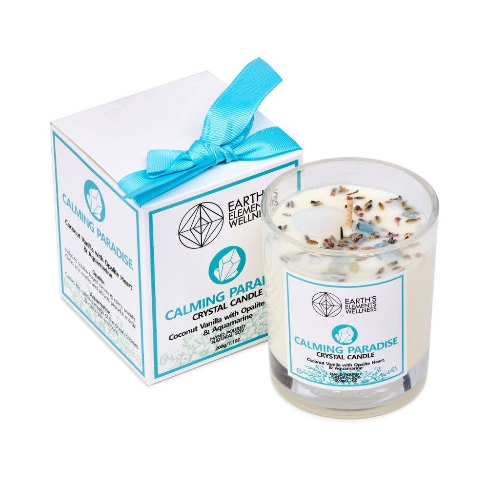 Earths Elements Wellness Crystal Candle, Calming Paradise - pack of 6