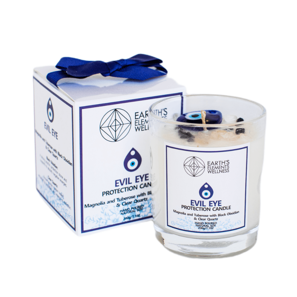 Earths Elements Wellness Crystal Candle, Evil Eye Protection - pack of 6
