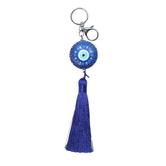 Earths Elements Wellness Evil Eye Tassel Keychain | Stylish Protective Amulet