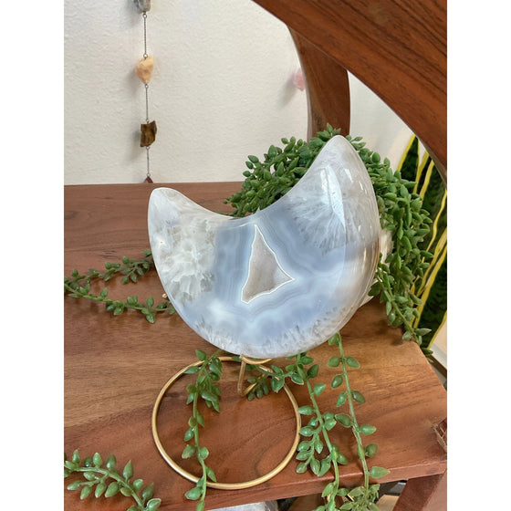 ETSY 8504 Gray + White Agate Geode Moon Accent Piece