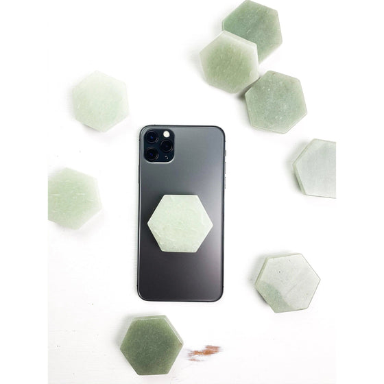 ETSY 8504 Green Aventurine Hexagon Crystal Phone Stand